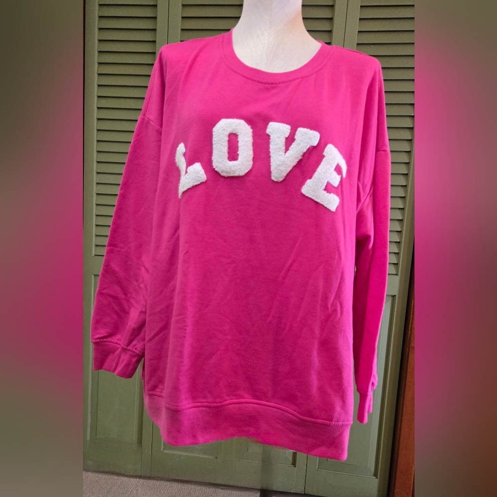 Chelsea & Theodore Pink Sweatshirt With LOVE On It